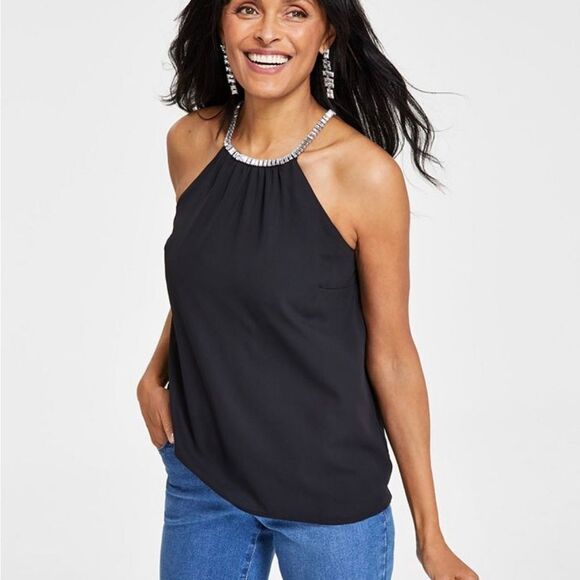 Inc embellished halter top blouse size L - Picture 1 of 9